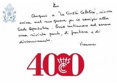 Saludos del Papa Francisco por el n�mero 4000 de �La Civilt� Cattolica�