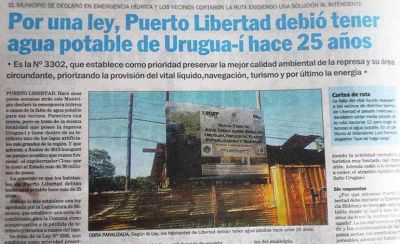 Por una Ley, Puerto Libertad debió tener agua potable de Urugua-í hace 25 años