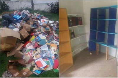 Vaci� una biblioteca para usarla de oficina y tir� todos los libros bajo la lluvia