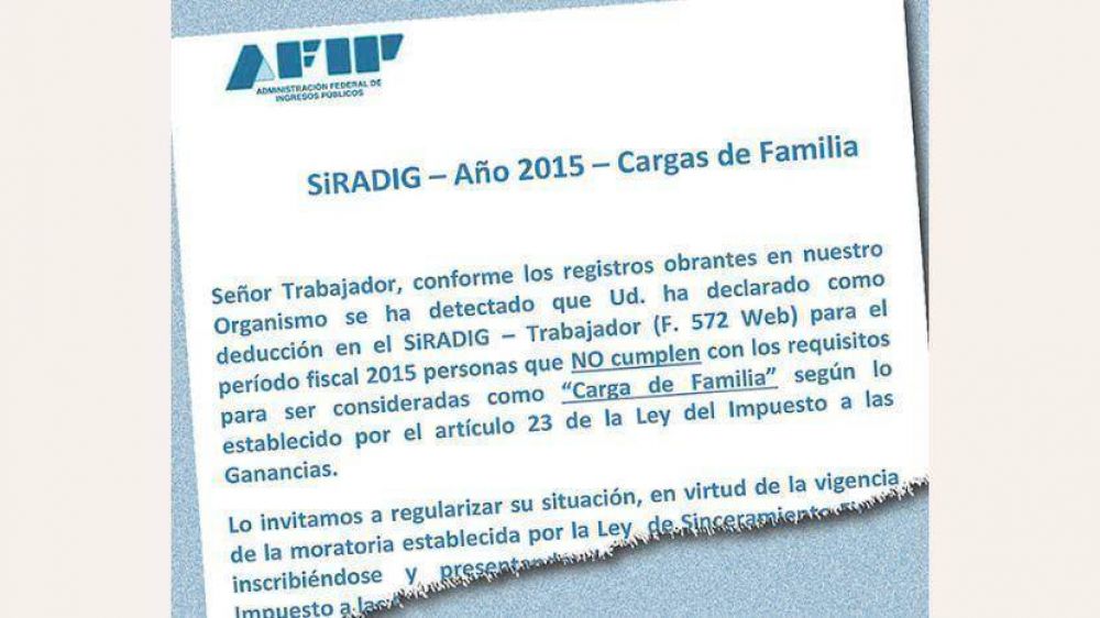 La AFIP notifica cargas de familia mal declaradas e invita a la moratoria