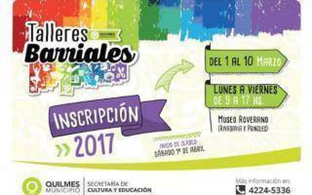 Quilmes inicia la inscripci�n para los talleres barriales 2017