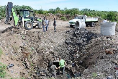 El Municipio realiza una importante obra hidr�ulica en el barrio Pte. Per�n