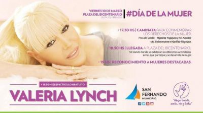 San Fernando festejar� el �D�a de la Mujer� con Valeria Lynch, caminatas y stands