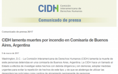 La CIDH lament� las muertes en la comisar�a de Pergamino y urgi� al Estado a que conduzca la investigaci�n