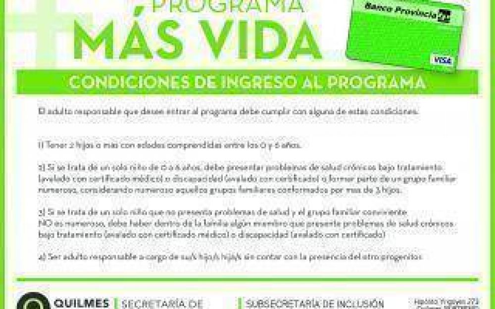 El Municipio de Quilmes contina con las altas del Programa Plan Ms Vida