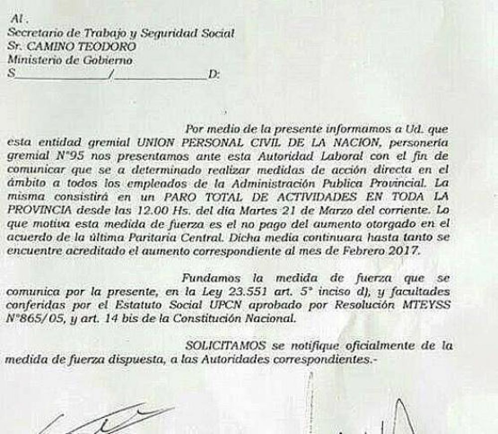 Los tres gremios estatales van al paro por no pago de aumento acordado y paritarias