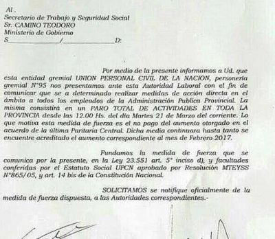 Los tres gremios estatales van al paro por no pago de aumento acordado y paritarias