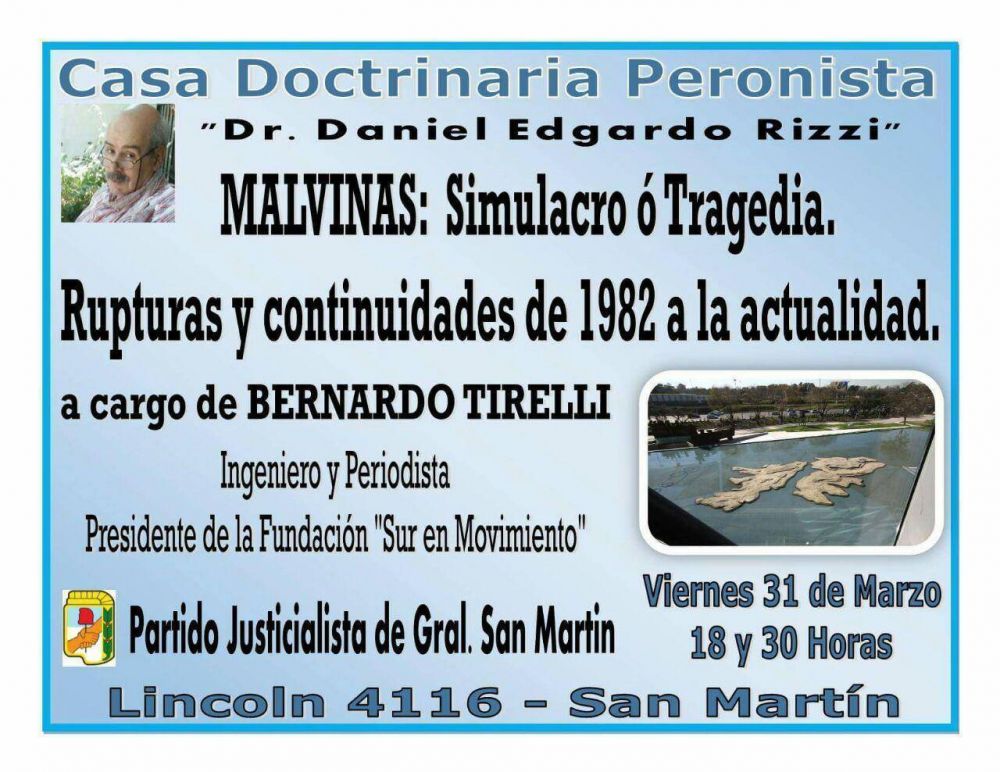 Casa Doctrinaria Peronista organiza charla sobre Malvinas
