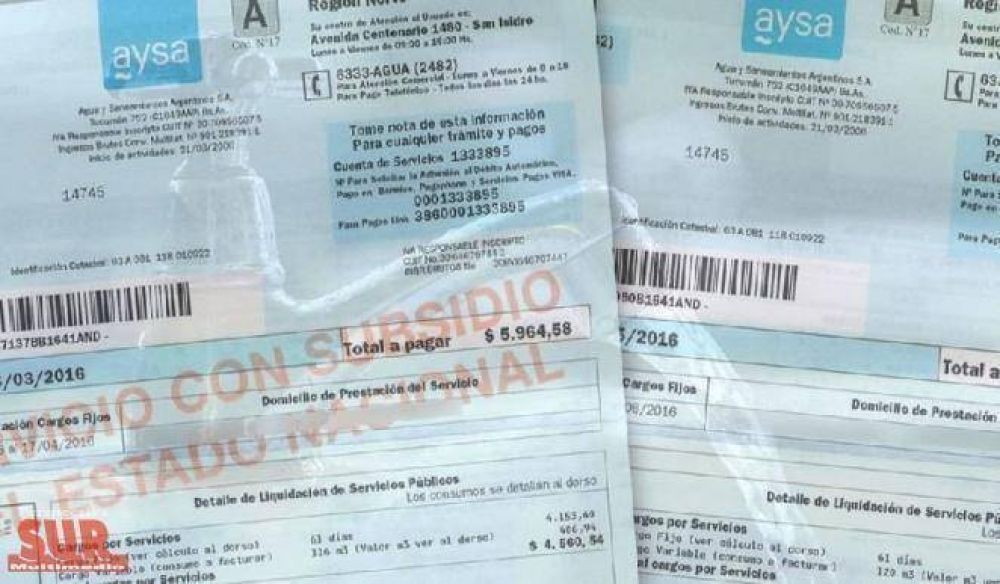 Ong's est�n preocupadas por las tarifas de AySA