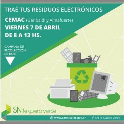 Este viernes se realiza la campa�a de recolecci�n de residuos electr�nicos