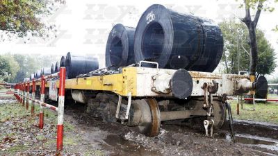 V�as oxidadas: descarril� un tren de carga en Tolosa