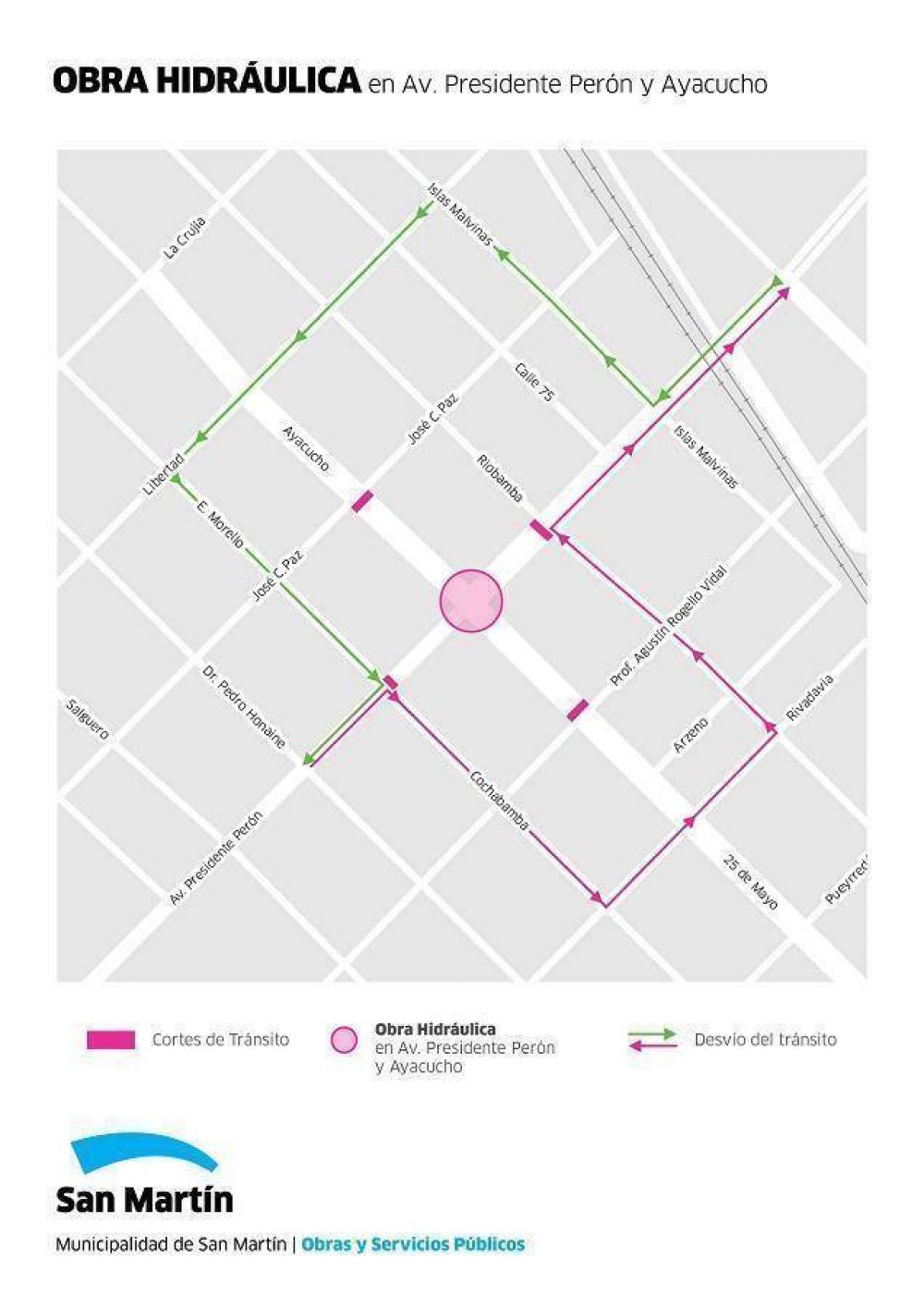 Por el inicio de obras, a partir del lunes estar� cortado el tr�nsito en Ayacucho y Av. Per�n