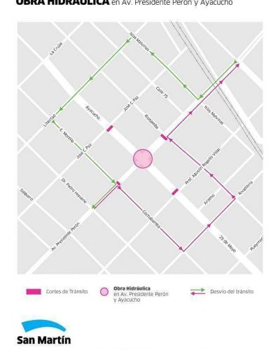 Por el inicio de obras, a partir del lunes estar� cortado el tr�nsito en Ayacucho y Av. Per�n