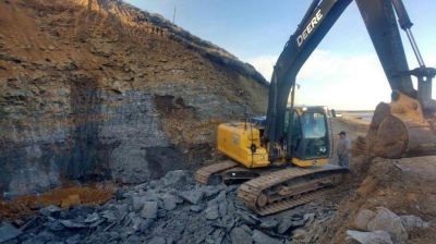 Avanzan las obras en la costa del r�o Grande para la construcci�n de la toma de la Nueva Planta Potabilizadora de agua