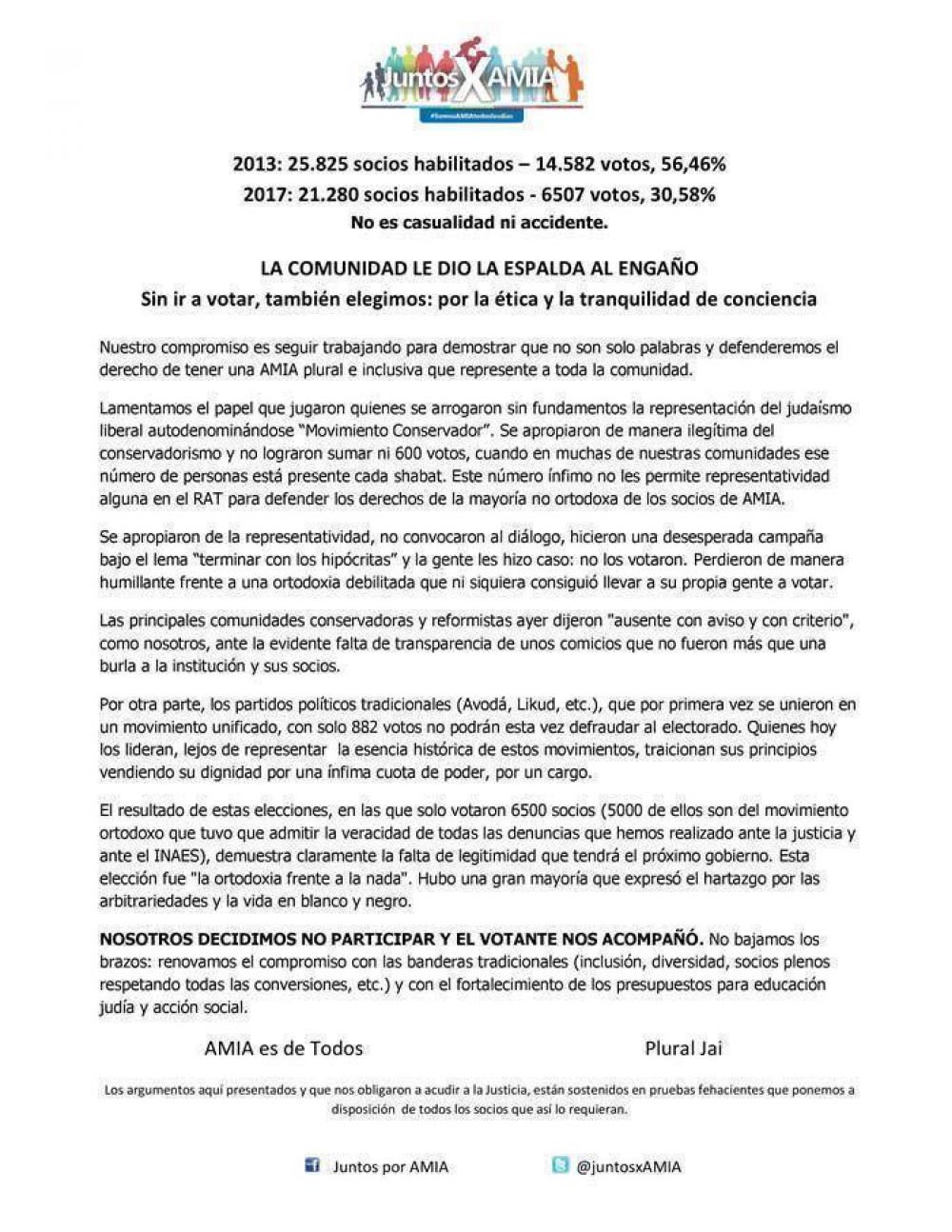 Contin�a la pelea entre las agrupaciones comunitarias tras las elecciones de AMIA