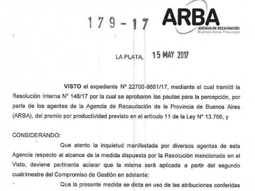 ARBA: Renunci el subdirector de Administracin por los descuentos al incentivo
