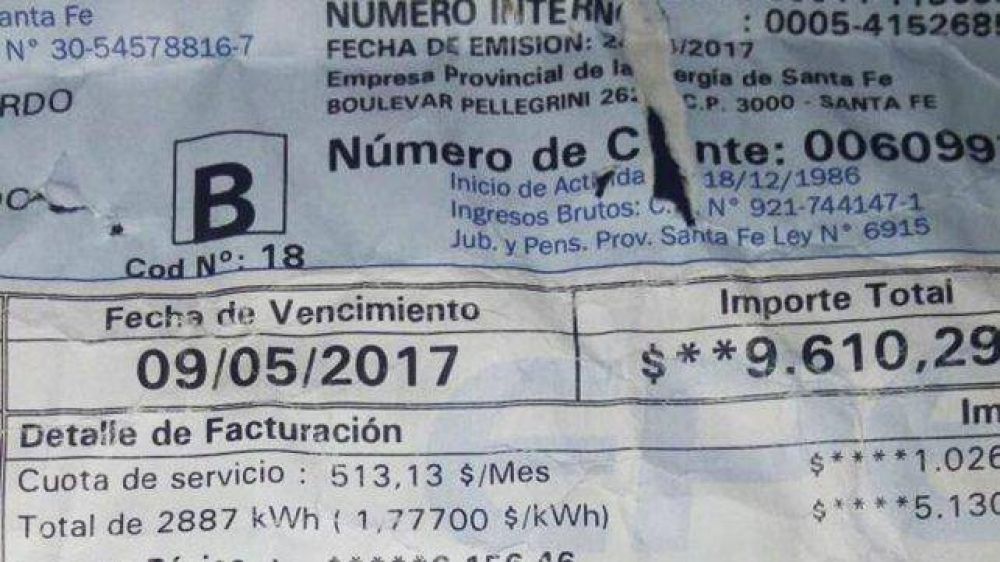El norte de la provincia en estado de shock por la llegada de las boletas de luz
