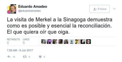 M�ltiples repudios al diputado Amadeo por relacionar a Merkel con el nazismo