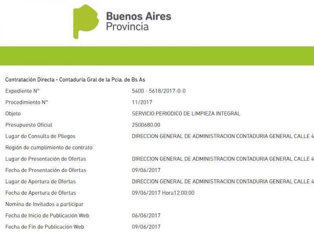 Provincia gastar� casi 3 millones en limpiar las oficinas del director de Contadur�a General