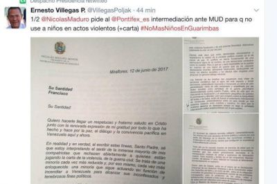 Venezuela: Maduro escribe al Papa pidiendo la mediaci�n de la Iglesia con la oposici�n