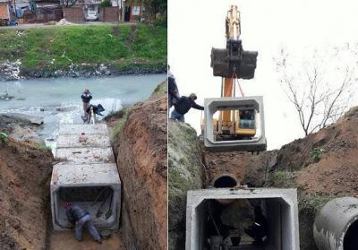El Municipio construye un conducto aliviador en Barrio Libertador