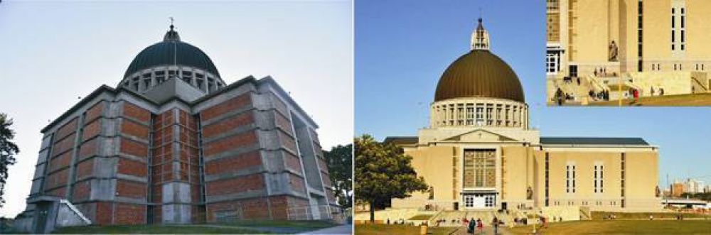 Sin plazos y con recursos limitados, avanza la obra en la fachada del Santuario