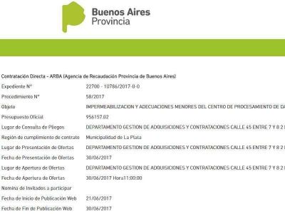 Est�n caras las refacciones: ARBA gastar� 1 mill�n en impermeabilizar el techo del CPD