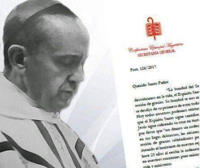 A 25 a�os de su ordenaci�n episcopal, los obispos argentinos felicitan al Papa