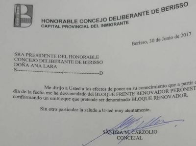 Se rompi� el FR Berisso: Carzolio se desvincul� de Celi y confirm� su banca unipersonal