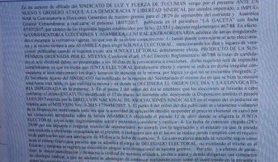 Vuelven a impugnar el proceso electoral de Luz y Fuerza Tucum�n