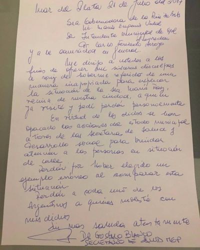 La carta que Blanco le present� a Arroyo