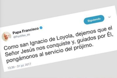 El tweet del Papa: como San Ignacio, ponerse al servicio del pr�jimo