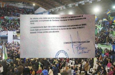 Aprietes y multas a clubes barriales si no llevaban gente a un acto de Weretilneck