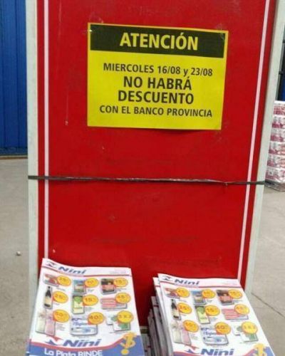 El mayorista Nini se baj� de los mi�rcoles de descuentos del Banco Provincia