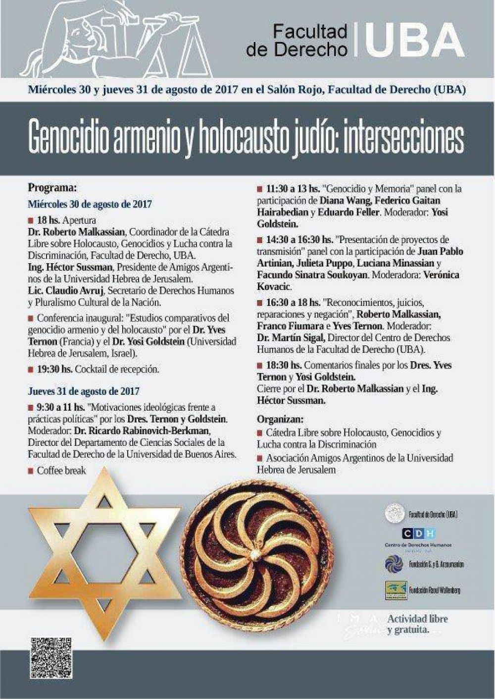 Facultad de Derecho: doble jornada sobre genocidio armenio y Holocausto