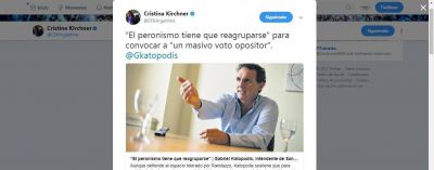 En redes, Cristina tendi� puentes con el randazzismo y le respondi� Katopodis