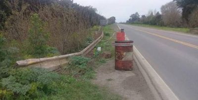 Ruta 1001: Piden precauci�n para circular por desmoronamiento de la baquina de un puente