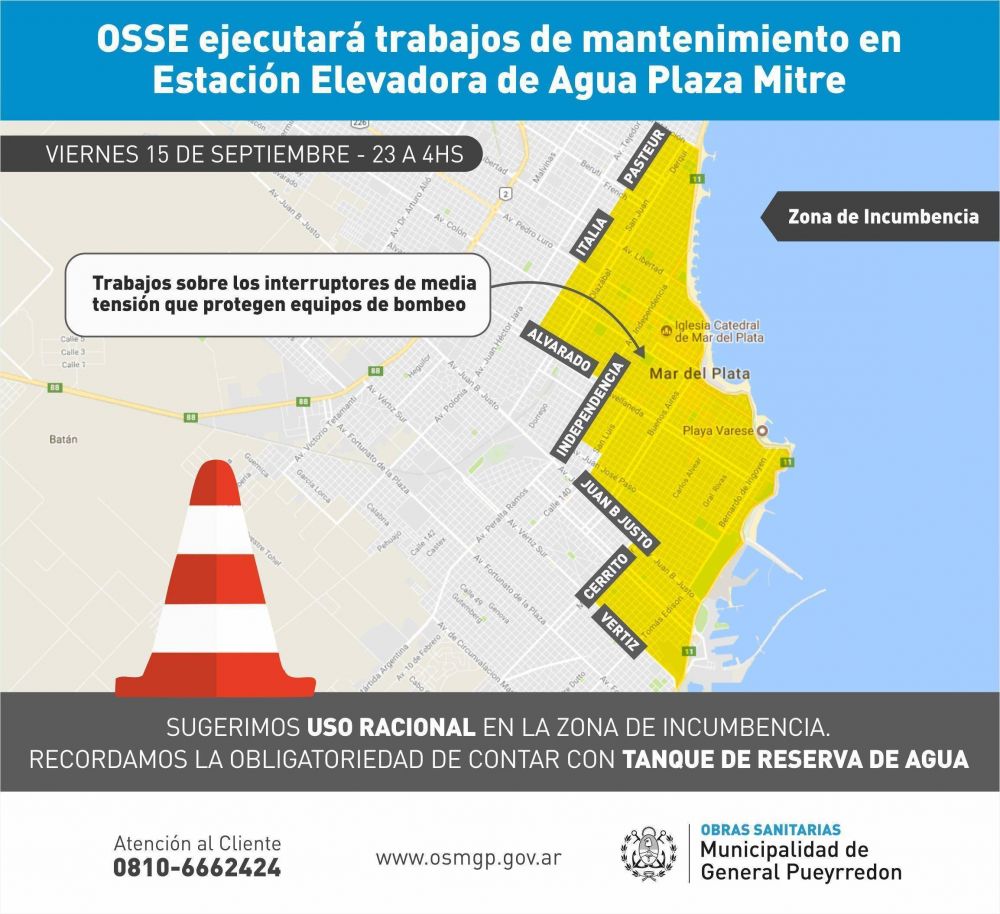 OSSE ejecutar� mantenimiento preventivo en Estaci�n Elevadora de Agua �Plaza Mitre�