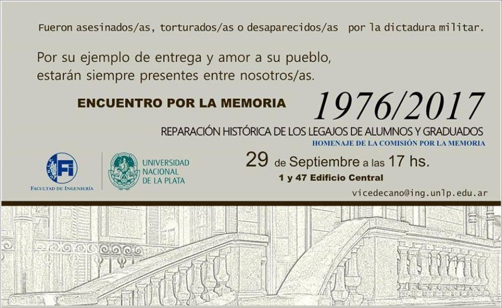 La Facultad de Ingenier�a entregar� legajos reparados de alumnos y graduados desaparecidos