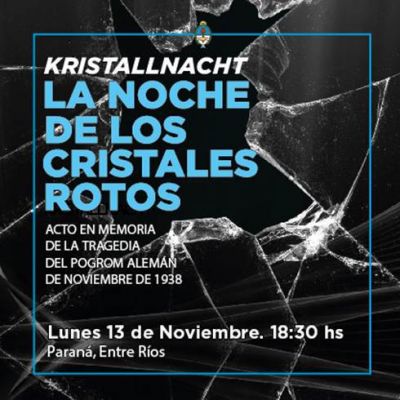 Entre R�os: este lunes acto en memoria de �La Noche de los Cristales Rotos�