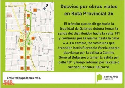 Berazategui: Desv�os en Ruta Provincial 36 por obras viales