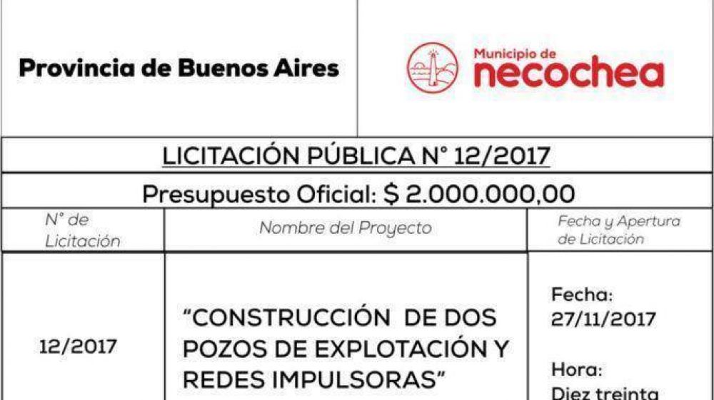 Est�n a la venta los pliegos para la �Construcci�n de dos pozos de explotaci�n y redes impulsoras�