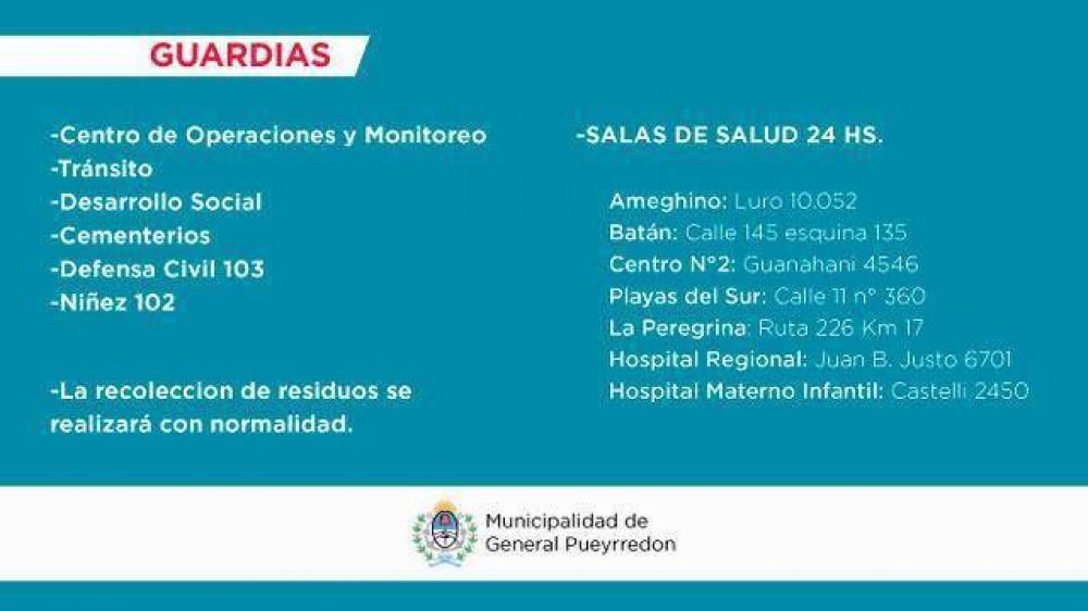 Cronograma de servicios municipales para este mi�rcoles