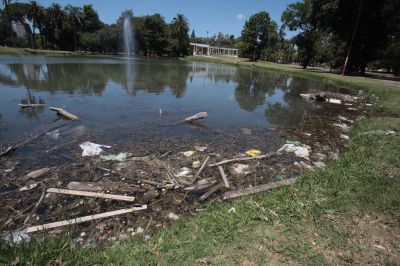 El lago del Parque Saavedra, un paisaje degradado por la mugre