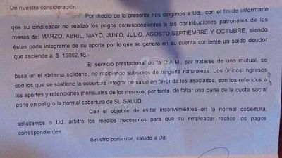 Trabajadores municipales, sin cobertura social: les lleg� un aviso de deuda de 8 meses