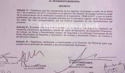 Arroyo finalmente descont� el d�a de paro a los municipales