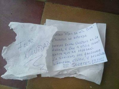 Mensaje intimidatorio al Partido Obrero y la Izquierda