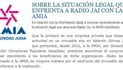 Comunicado oficial de AMIA