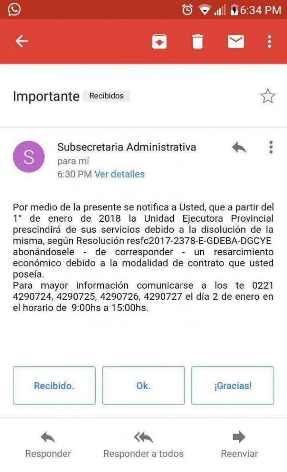 A horas de fin de a�o, Vidal despidi� v�a mail a 200 empleados