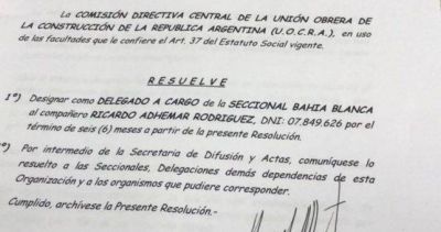 Gerardo Martinez sali� a despegarse de las detenciones en la Uocra Bah�a Blanca